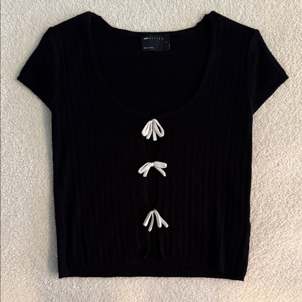 Black asos knit top with bows
